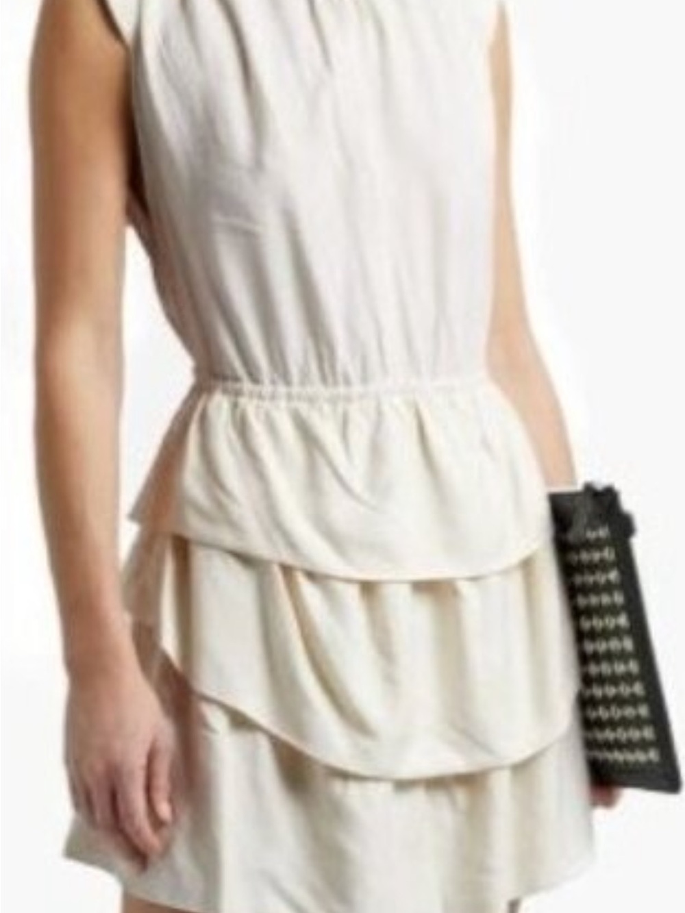 IRO Cream Calcie Jaquard Tiered Mini Dress size 2 (FR 34)